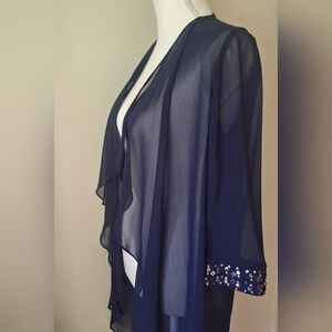 Sheer Wrapper Robe Intimate Apparel Deep Navy Blue Sequins by Ignite Evenings